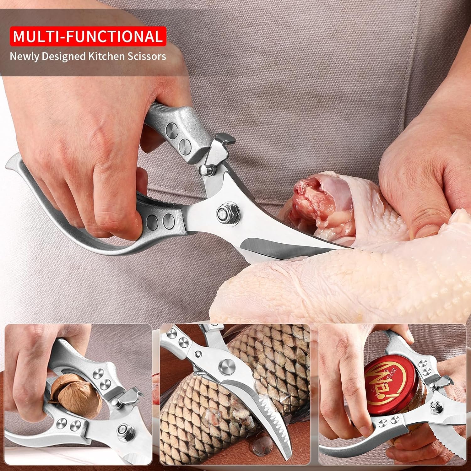 ✂️ LIMITED TIME 70% OFF! ⚡ Heavy-Duty Multifunction Kitchen Shears – 4-in-1 Tool with Fish Scaler, Bottle Opener & Safety Lock 🔪