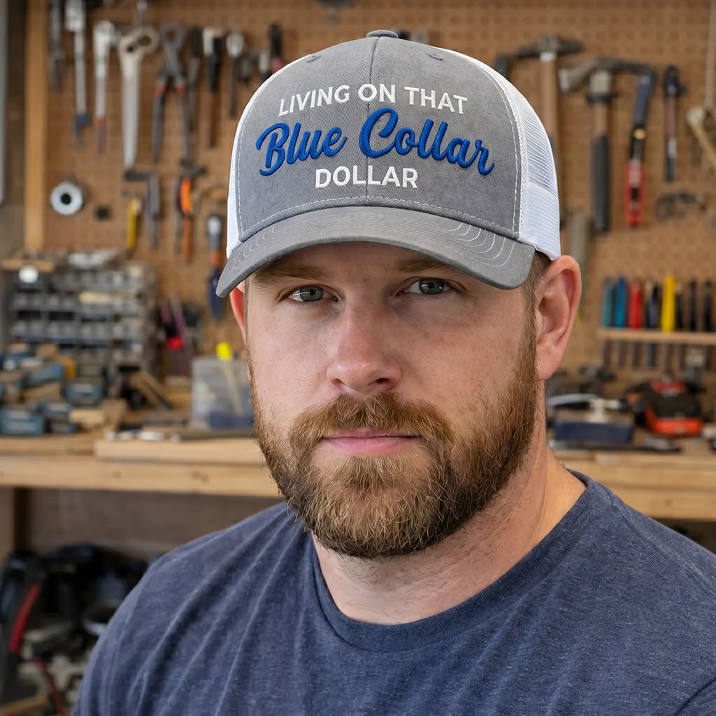 🔥LAST DAY 49% OFF-🛠️🧢Blue Collar Dollar Trucker Hat – Proud Workwear Cap