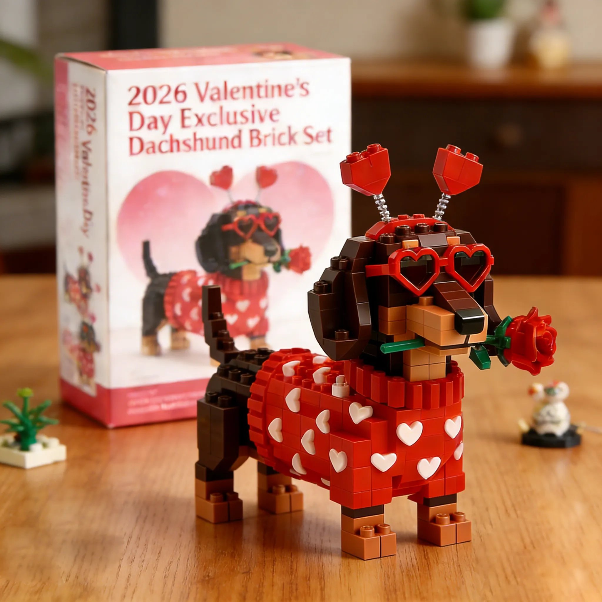 💖Valentine’s Day Early Bird Sale🐕🐾 2026 Valentine’s Day Exclusive Dachshund Brick Set — Limited Edition · Build With Love 💝🎁