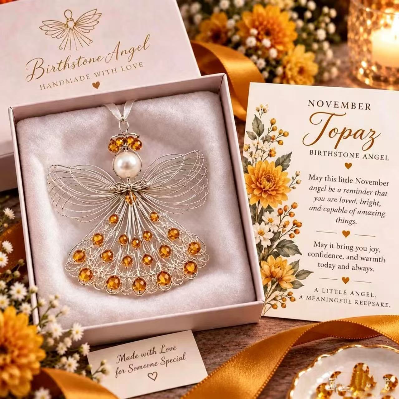 🔥Last 40pcs🎉-🕊️✨Handmade Wire Birthstone Angel Ornament💎💌Sentimental Keepsake Gift