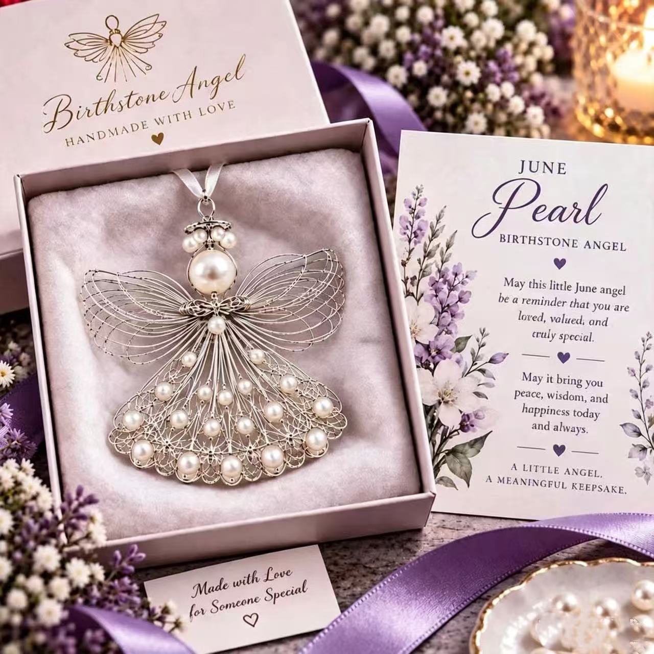 🔥Last 40pcs🎉-🕊️✨Handmade Wire Birthstone Angel Ornament💎💌Sentimental Keepsake Gift