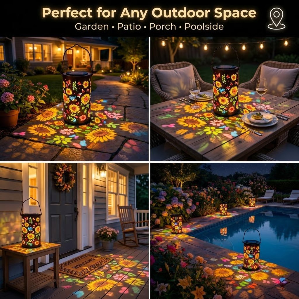 🔥LAST DAY 50% OFF✨Solar Lanterns with Projection – Sunflower & Butterfly Ground Art Lights