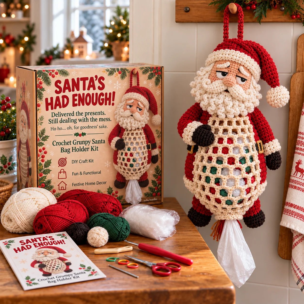 🔥Limited time 70% OFF - 🧶Christmas Crochet Bag Holder DIY Kit