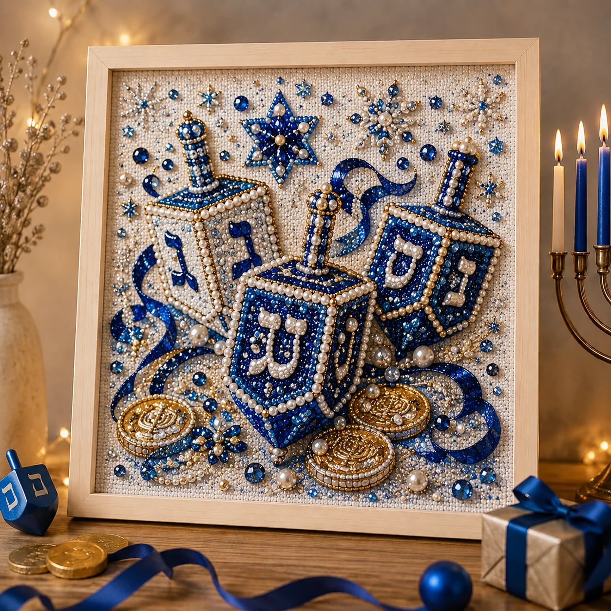 🧘Relaxing & Beginner-Friendly - 🕎✨DIY Hanukkah Pearl Art Kit(❤Same as the Vedio)