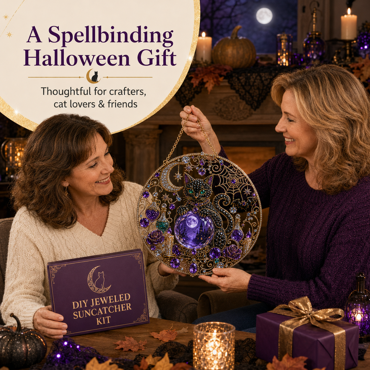 🔥Limited Time 70% OFF – 🎃💀 Halloween Skeleton Cowboy Suncatcher Diamond Art Hanging Ornament Kit – Sparkling DIY Window Decor