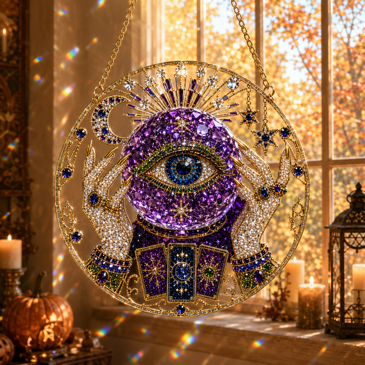 🔥Limited Time 70% OFF – 🎃💀 Halloween Skeleton Cowboy Suncatcher Diamond Art Hanging Ornament Kit – Sparkling DIY Window Decor