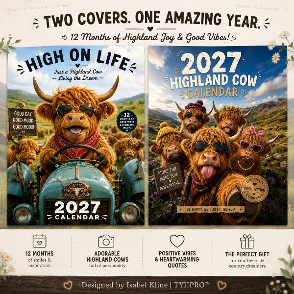 🔥Last Day 70% OFF2027 Funny Highland Cow Wall Calendar | A4 Hanging Calendar | Designed by Isabel Kline