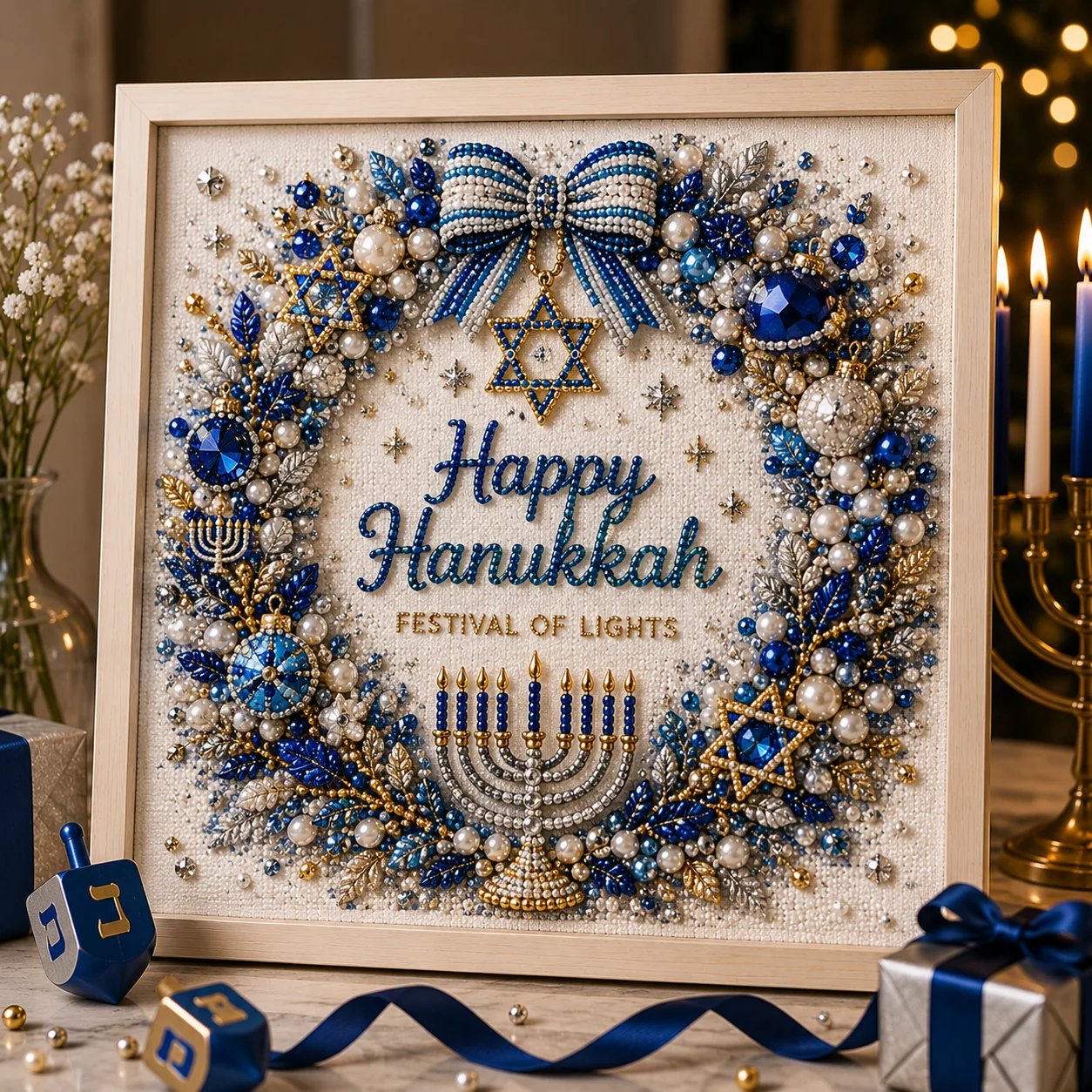 🧘Relaxing & Beginner-Friendly - 🕎✨DIY Hanukkah Pearl Art Kit(❤Same as the Vedio)