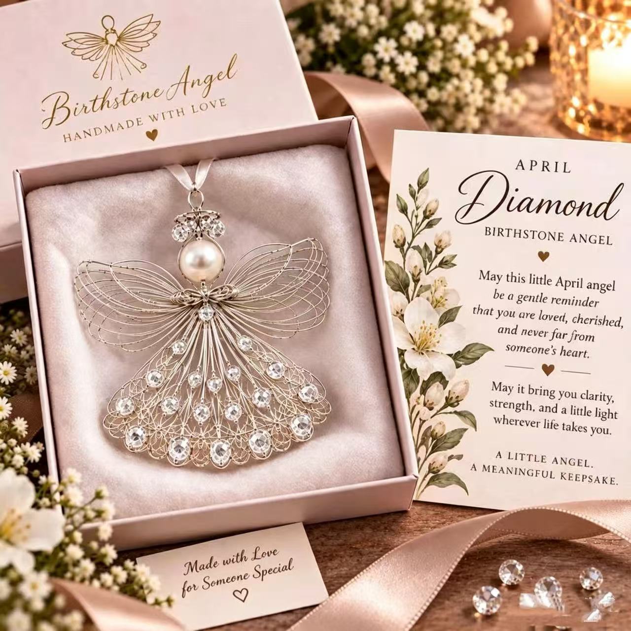 🔥Last 40pcs🎉-🕊️✨Handmade Wire Birthstone Angel Ornament💎💌Sentimental Keepsake Gift