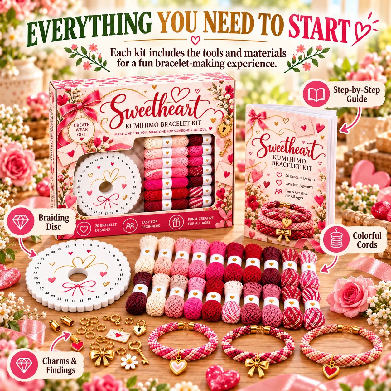 Kumihimo Bracelet Kit Contents