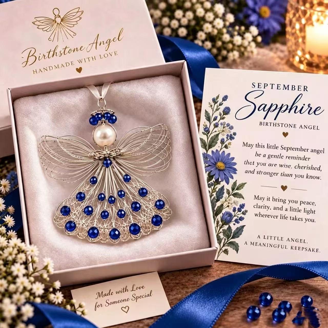 🔥Last 40pcs🎉-🕊️✨Handmade Wire Birthstone Angel Ornament💎💌Sentimental Keepsake Gift