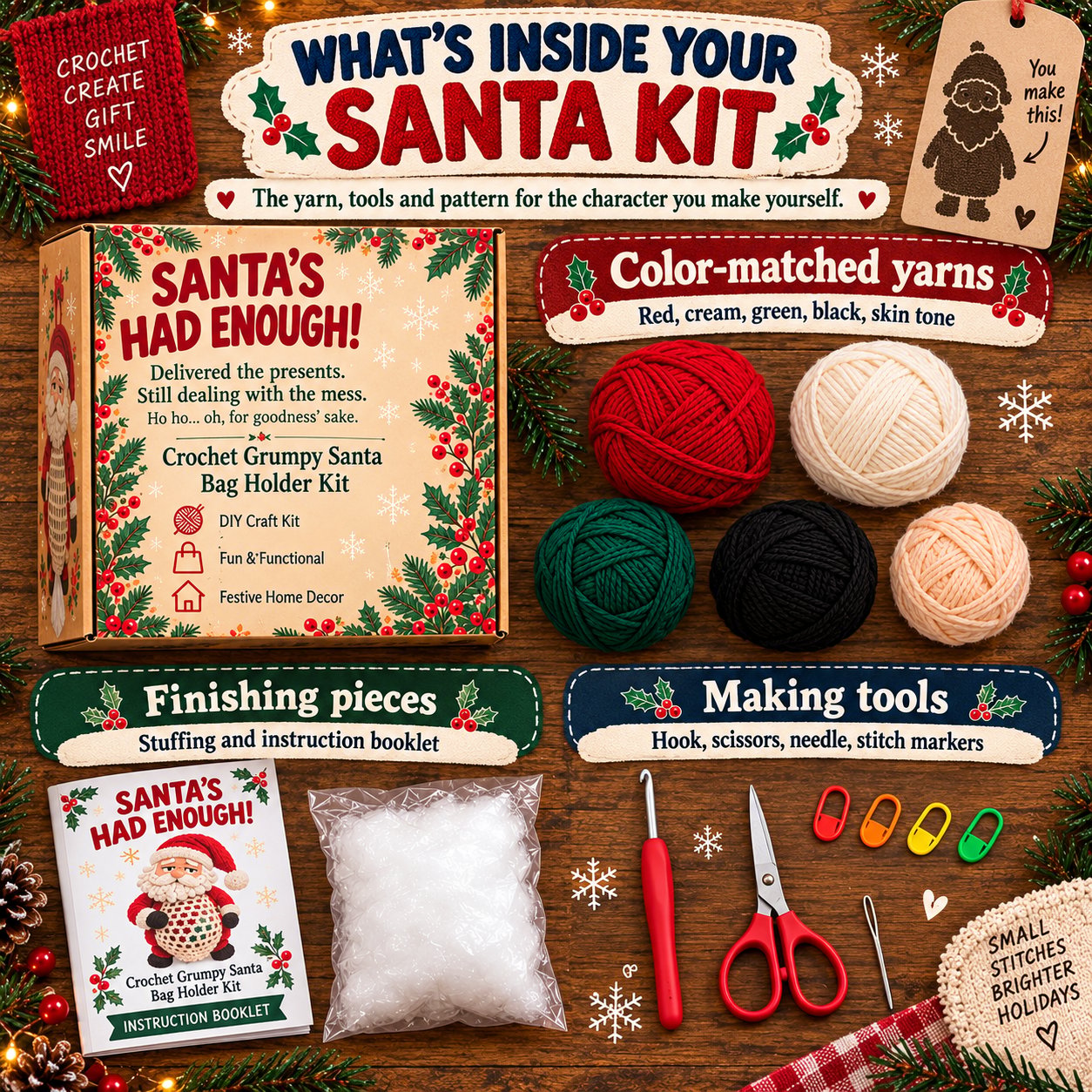 🔥Limited time 70% OFF - 🧶Christmas Crochet Bag Holder DIY Kit