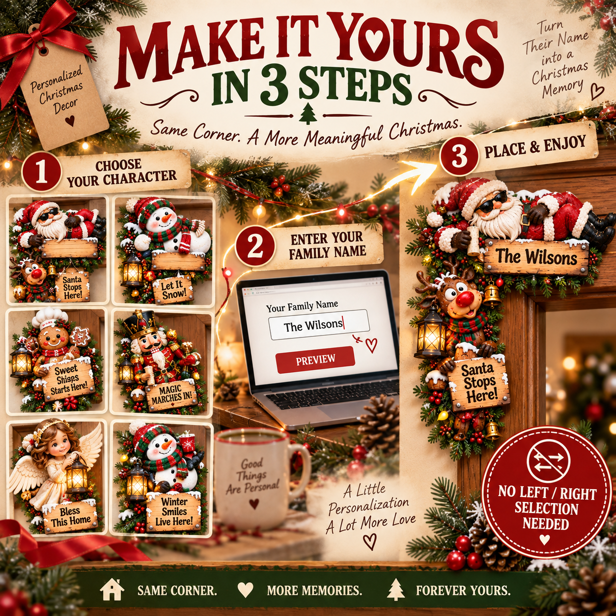 How to personalize Christmas door frame corner decoration