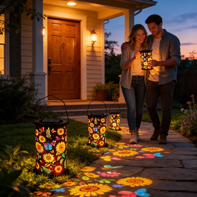🔥LAST DAY 50% OFF✨Solar Lanterns with Projection – Sunflower & Butterfly Ground Art Lights