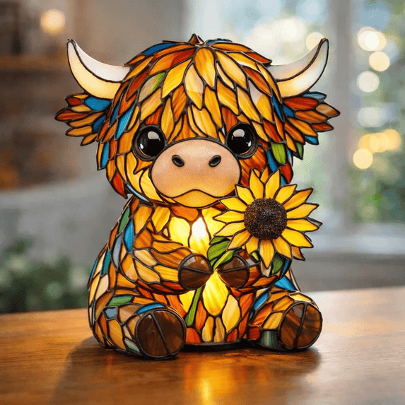 🌻Mother's Day Sale 49% OFF- 🐮Creative Highland Cow  Sunflower LED Night Light