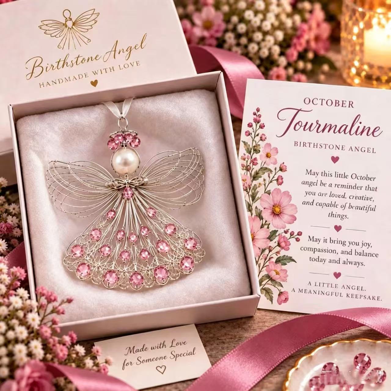 🔥Last 40pcs🎉-🕊️✨Handmade Wire Birthstone Angel Ornament💎💌Sentimental Keepsake Gift