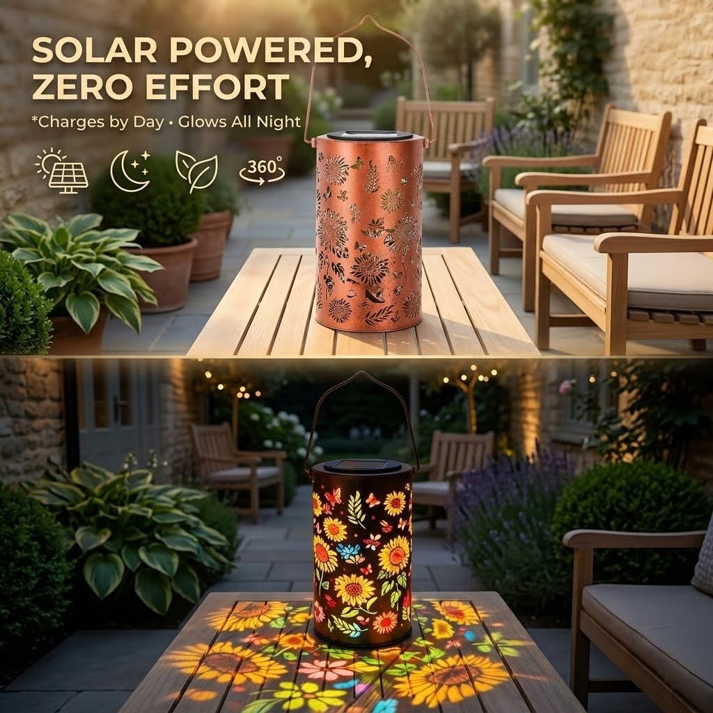 🔥LAST DAY 50% OFF✨Solar Lanterns with Projection – Sunflower & Butterfly Ground Art Lights