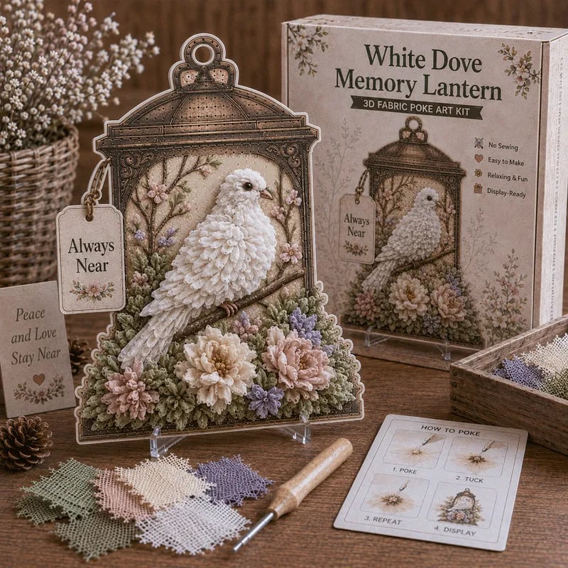 🔥 LAST DAY 70% OFF –⚡50K+ SOLD! 🕊️ Always Near 3D Fabric Poke Art Memory Lantern Kit