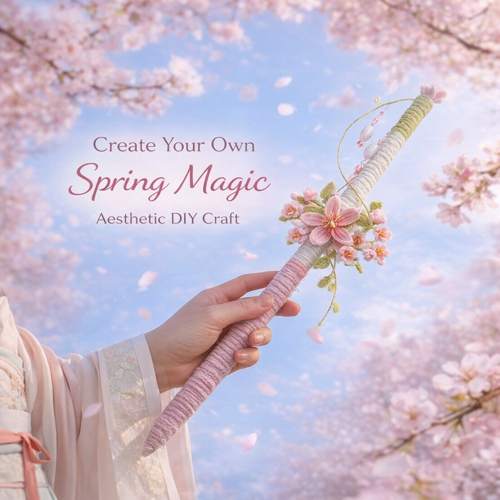 🌸DIY Cherry Blossom Sword Craft Kit – Aesthetic Floral Handmade Set