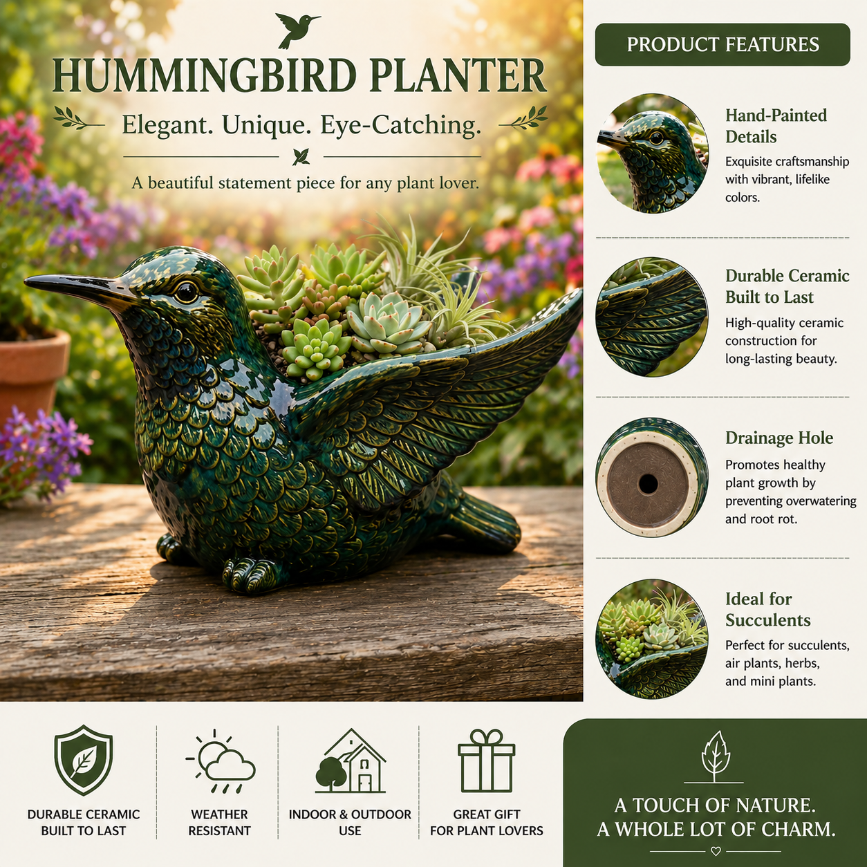 🐦 Cardinal Bird Succulent Planter