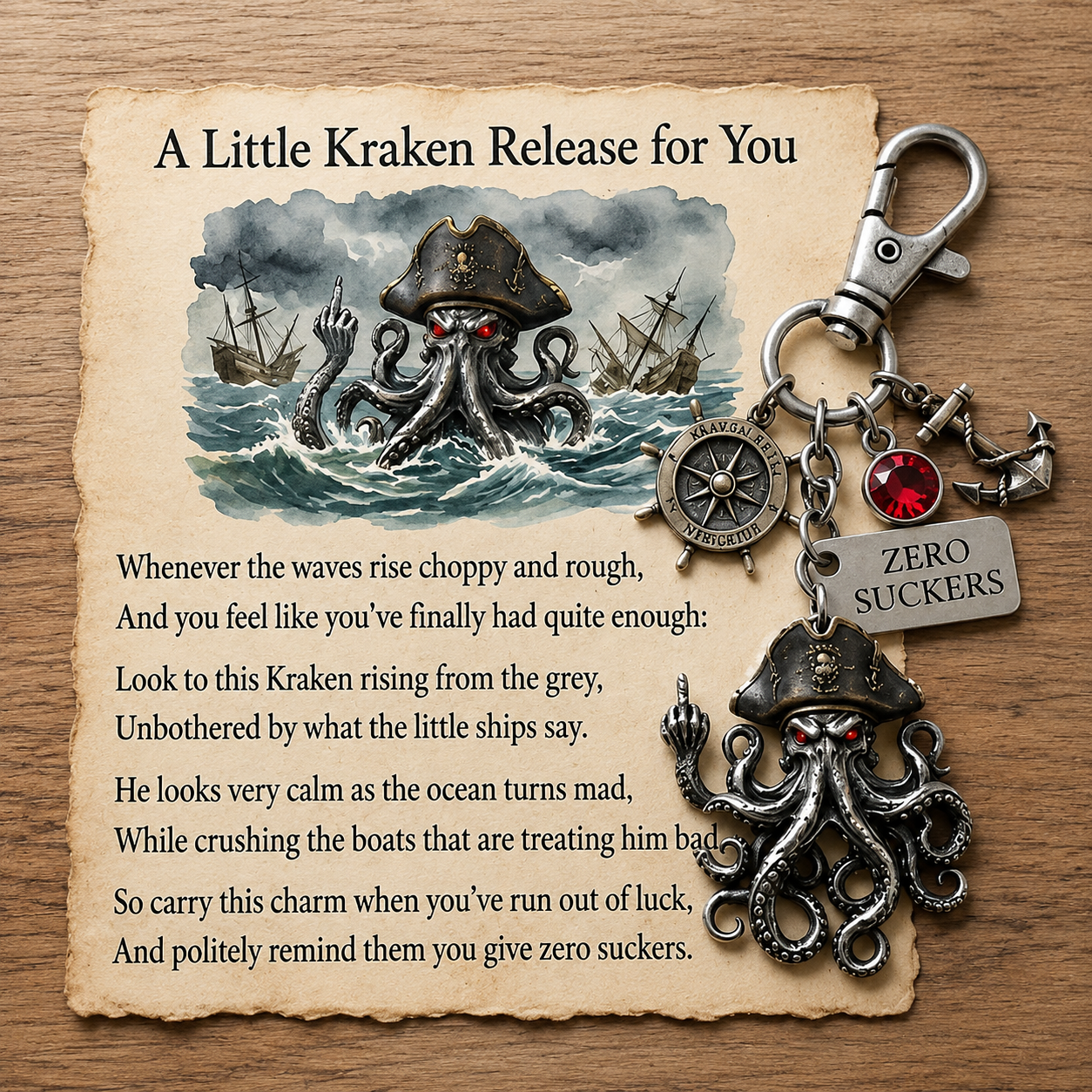 🔥LAST DAY 49% OFF -🌊 "Zero Suckers" Kraken Pirate Keychain