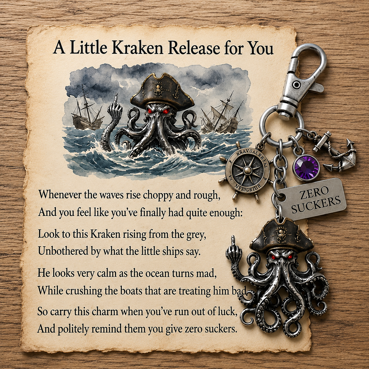 🔥LAST DAY 49% OFF -🌊 "Zero Suckers" Kraken Pirate Keychain