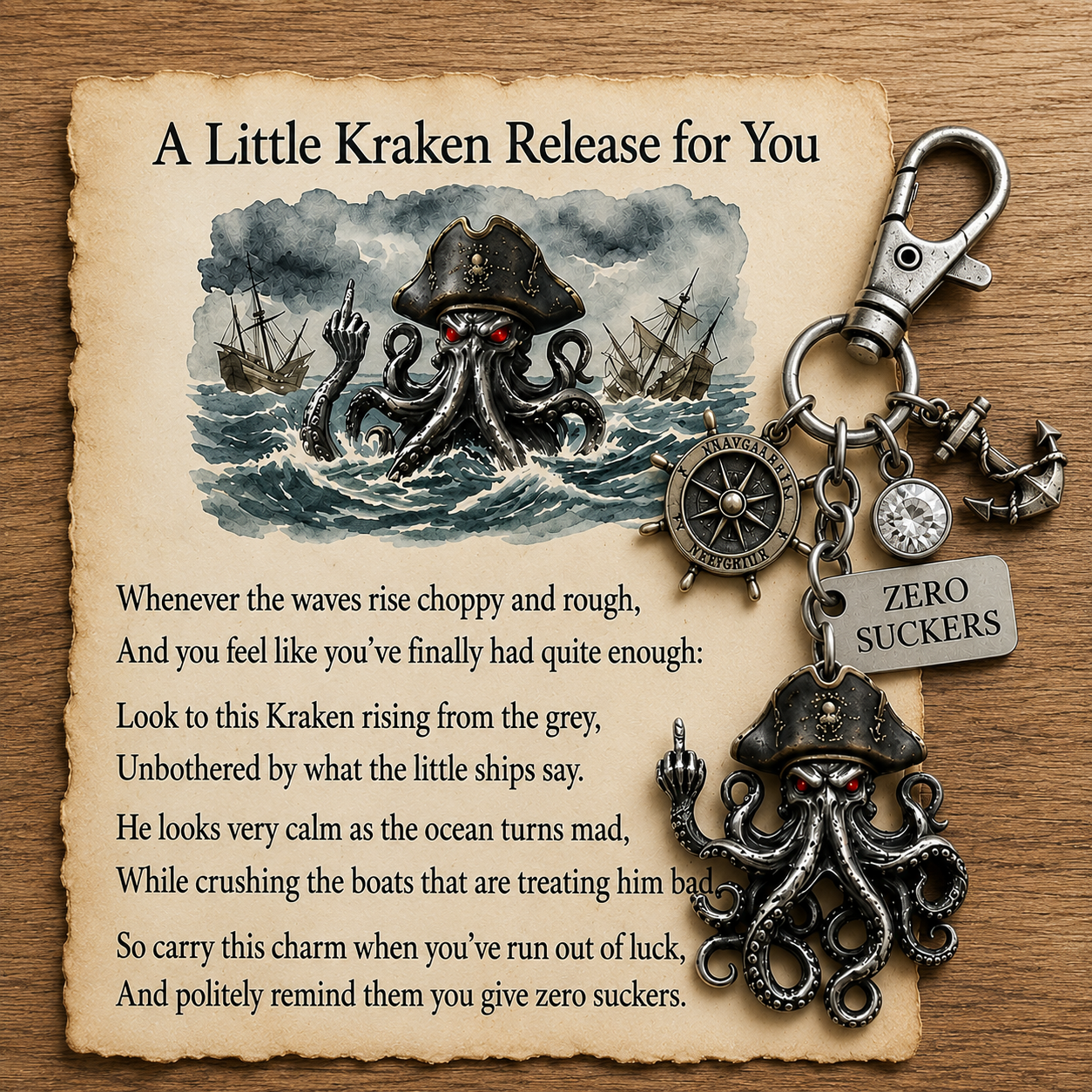 🔥LAST DAY 49% OFF -🌊 "Zero Suckers" Kraken Pirate Keychain