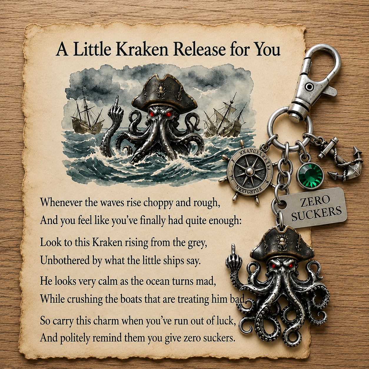 🔥LAST DAY 49% OFF -🌊 "Zero Suckers" Kraken Pirate Keychain