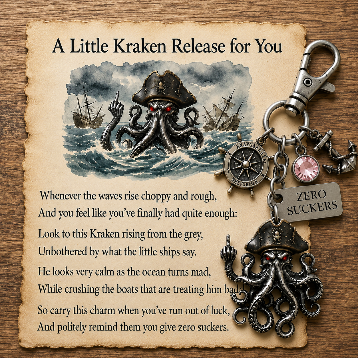 🔥LAST DAY 49% OFF -🌊 "Zero Suckers" Kraken Pirate Keychain