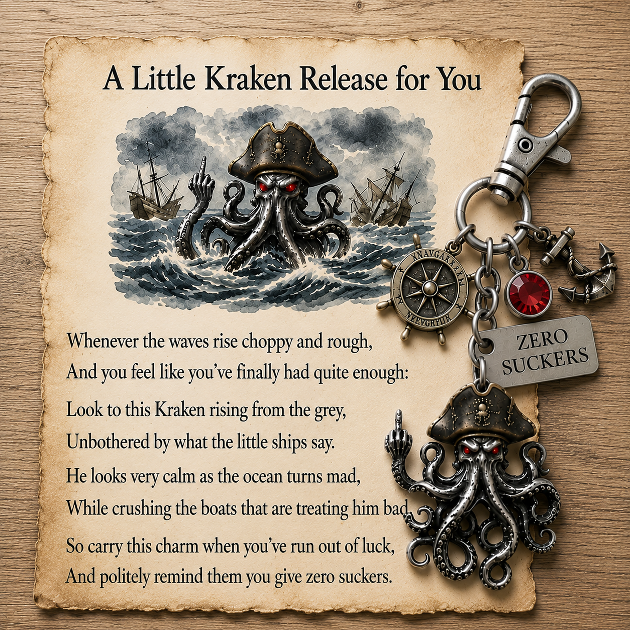 🔥LAST DAY 49% OFF -🌊 "Zero Suckers" Kraken Pirate Keychain