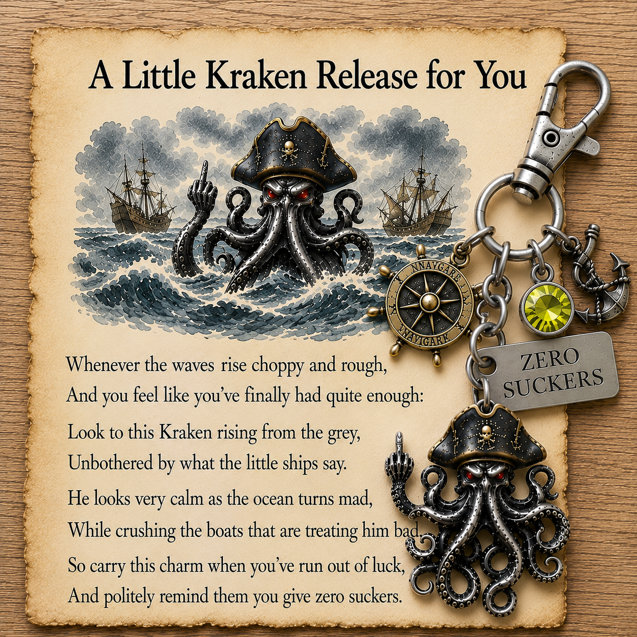 🔥LAST DAY 49% OFF -🌊 "Zero Suckers" Kraken Pirate Keychain