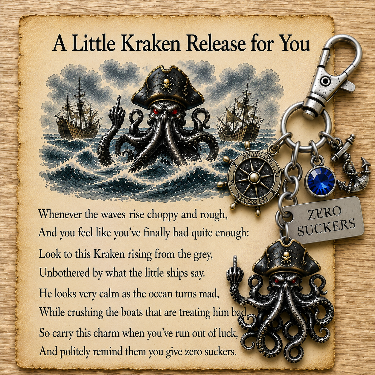 🔥LAST DAY 49% OFF -🌊 "Zero Suckers" Kraken Pirate Keychain