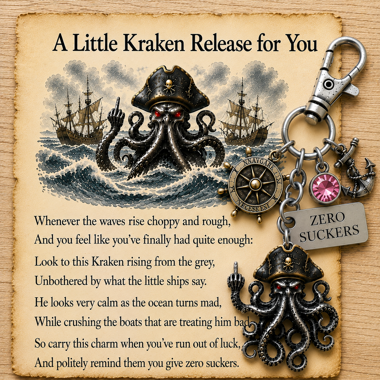 🔥LAST DAY 49% OFF -🌊 "Zero Suckers" Kraken Pirate Keychain