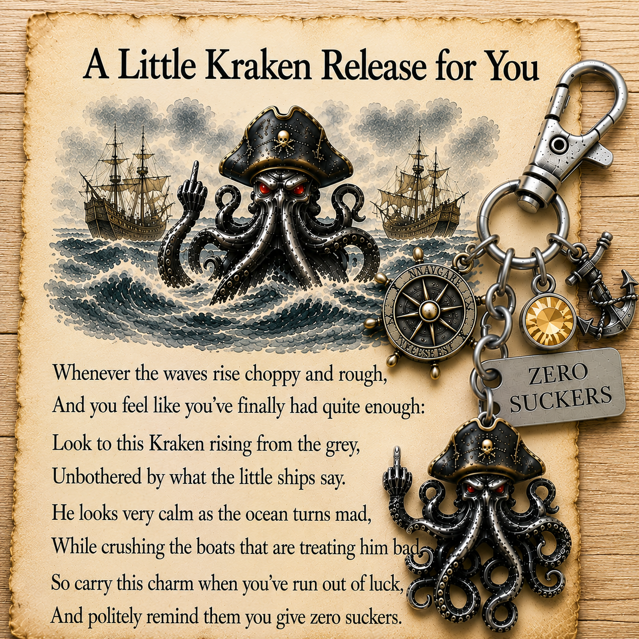🔥LAST DAY 49% OFF -🌊 "Zero Suckers" Kraken Pirate Keychain