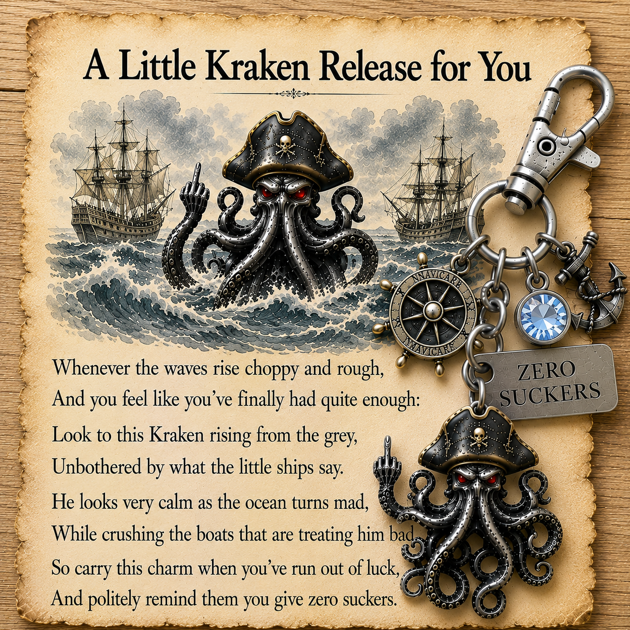 🔥LAST DAY 49% OFF -🌊 "Zero Suckers" Kraken Pirate Keychain