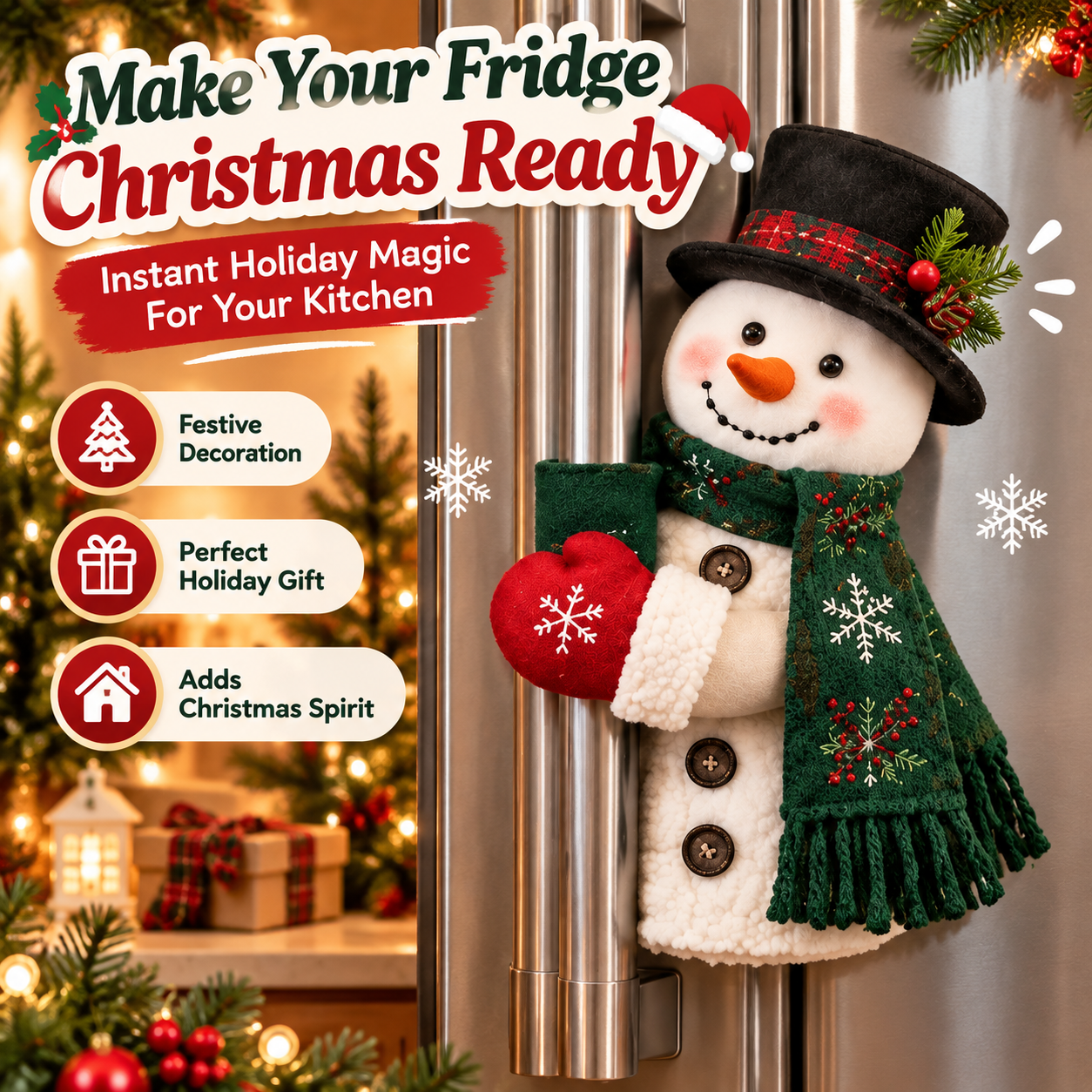 Snowman Christmas refrigerator handle decoration