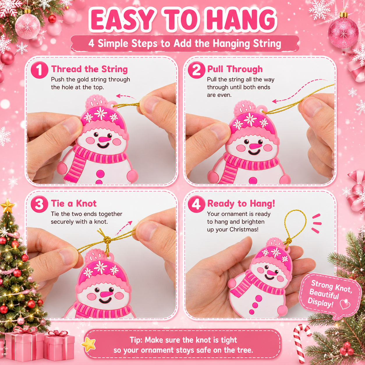 🎀 Pinkmas Christmas Ornament Set – 12PCS Pink Tree Decorations