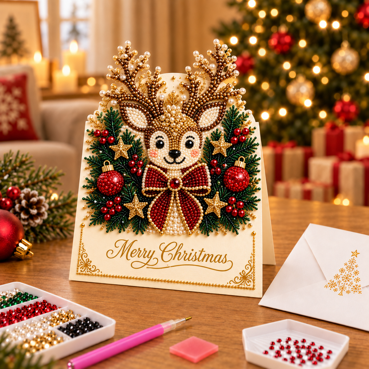 🔥Last 55pcs🎉-DIY Christmas Diamond Art Greeting Card Kit