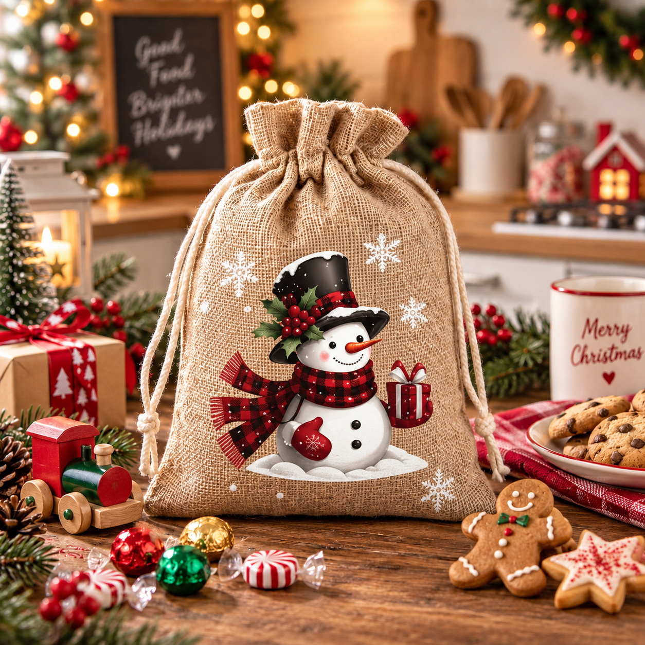 🔥Last 75pcs🎉-🎄Christmas Drawstring Gift Bags