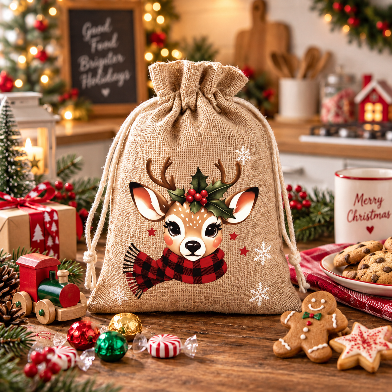 🔥Last 75pcs🎉-🎄Christmas Drawstring Gift Bags