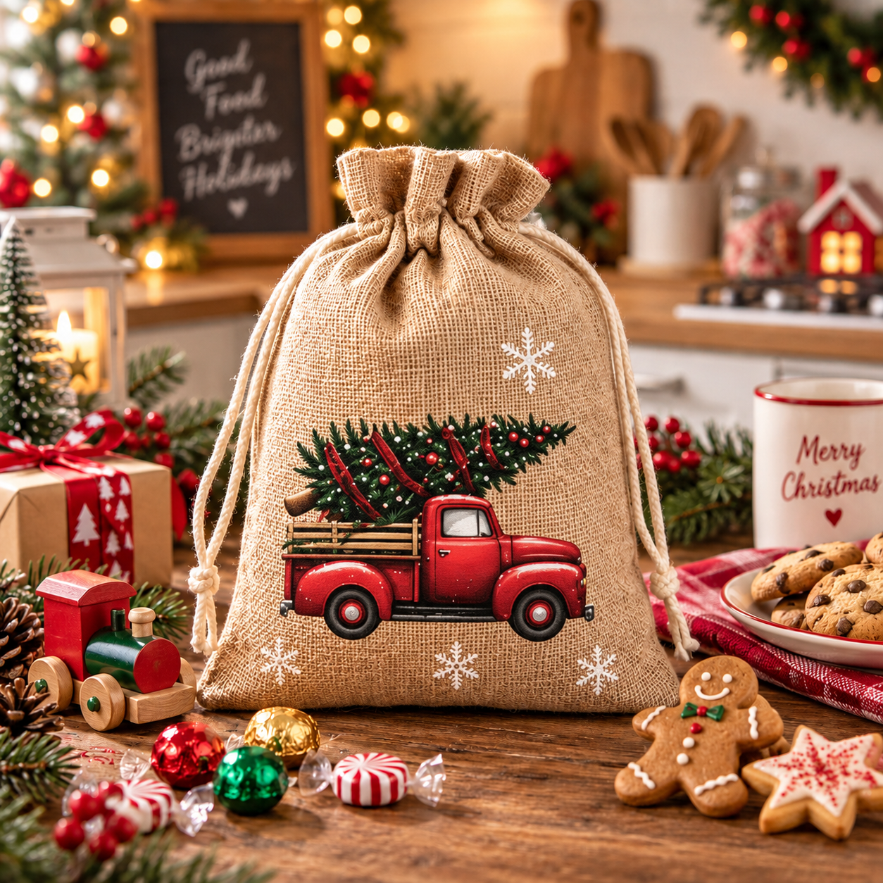 🔥Last 75pcs🎉-🎄Christmas Drawstring Gift Bags