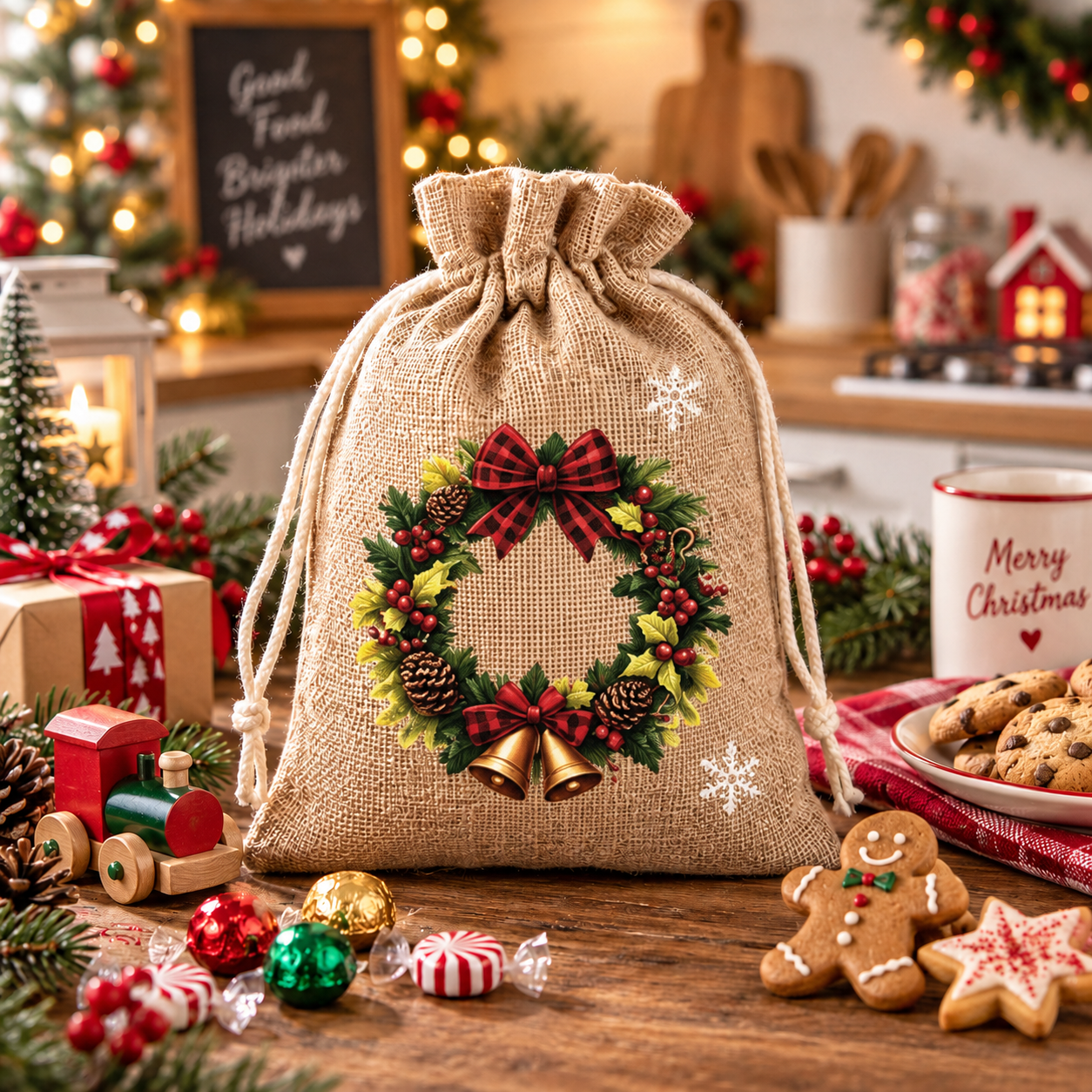 🔥Last 75pcs🎉-🎄Christmas Drawstring Gift Bags