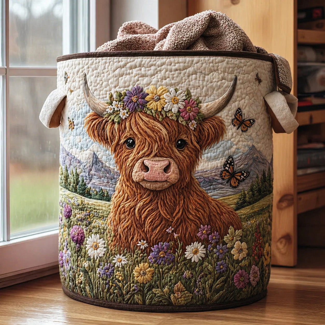 🔥Last Day 49% OFF - 🌱🐂Highland Cow Garden Charm Storage Basket🔥