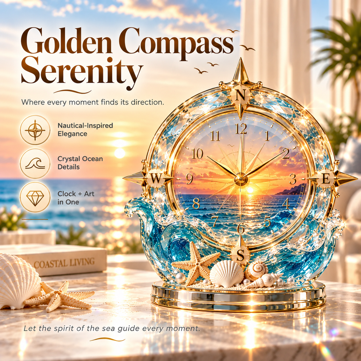 🔥Limited time 70% OFF -✨🌊 Coastal Glow Crystal Clock Collection — Bring the Beauty of the Sea Home 
