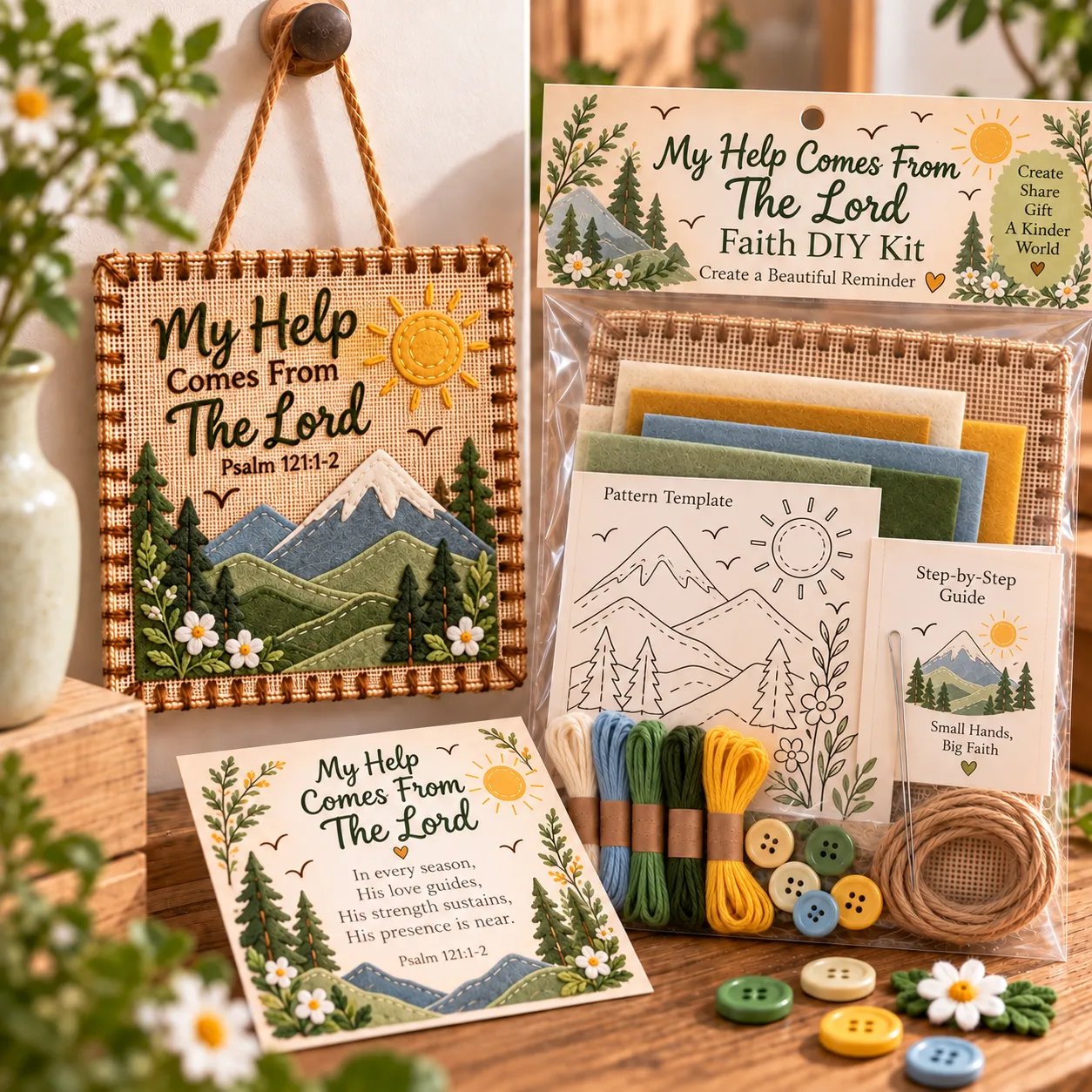 My Help Comes From The Lord design with mountains and trees