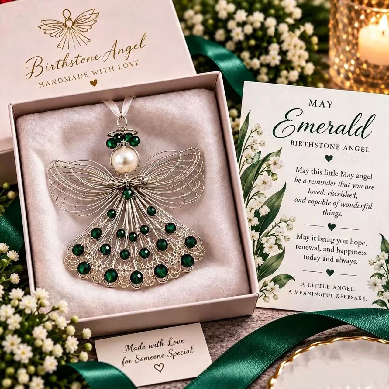 🔥Last 40pcs🎉-🕊️✨Handmade Wire Birthstone Angel Ornament💎💌Sentimental Keepsake Gift