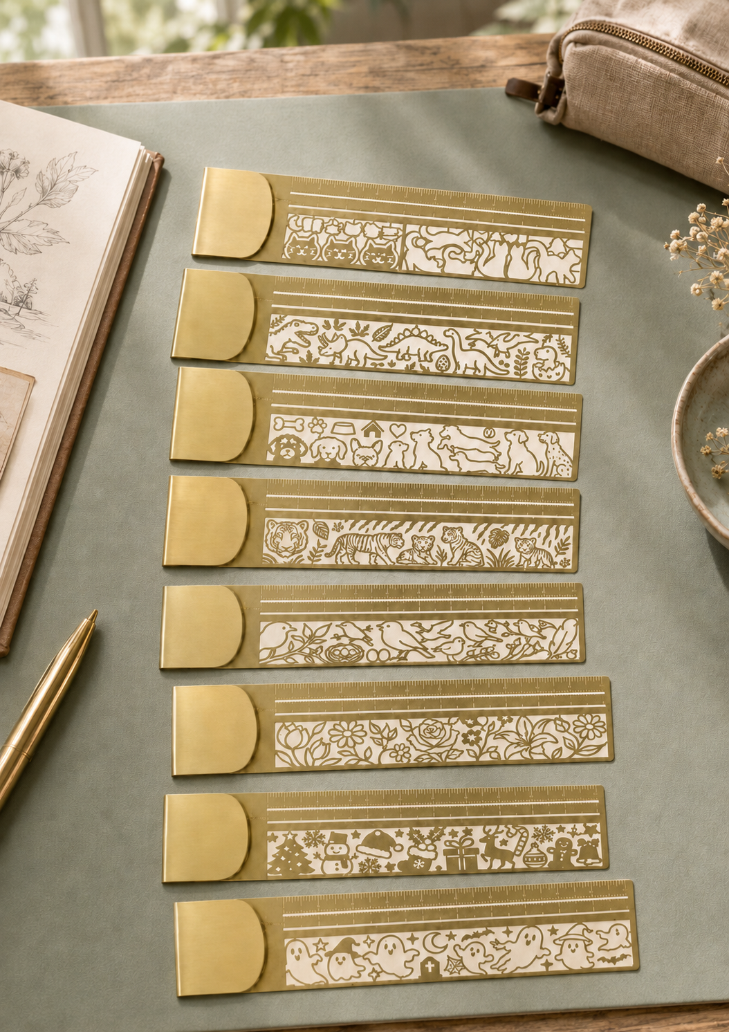 🔥Last Day 50% OFF - 😻📏 Cat Lover’s 3-in-1 Metal Bookmark Ruler | Bookmark, Ruler & Coloring