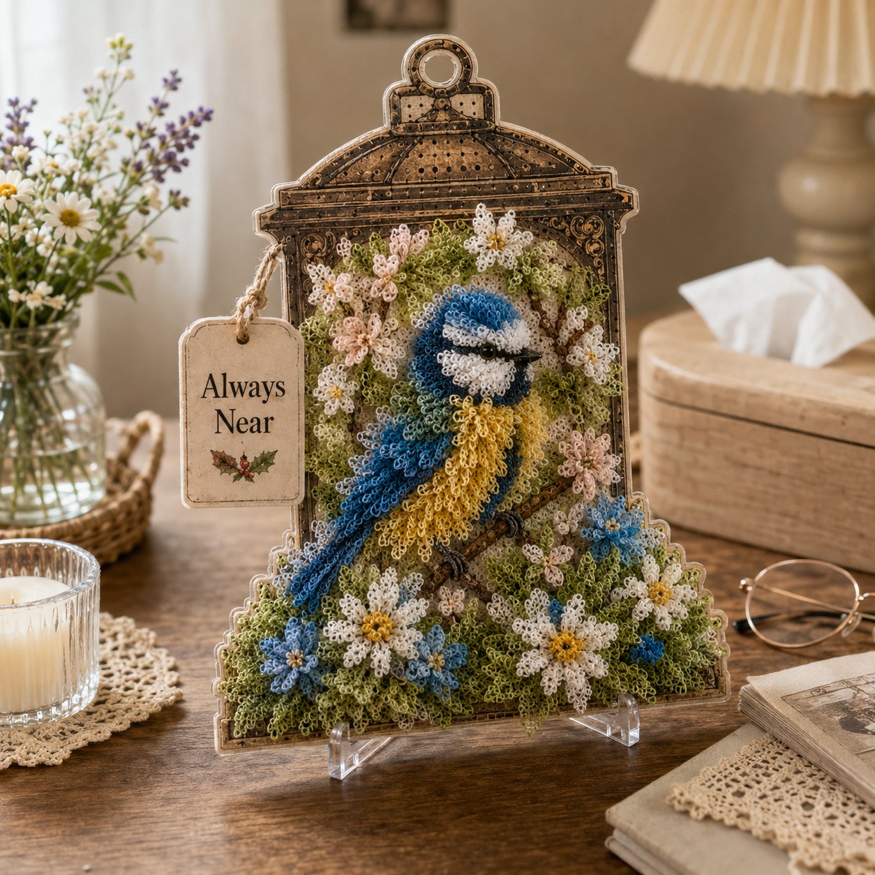 🔥 LAST DAY 70% OFF –⚡50K+ SOLD! 🕊️ Always Near 3D Fabric Poke Art Memory Lantern Kit
