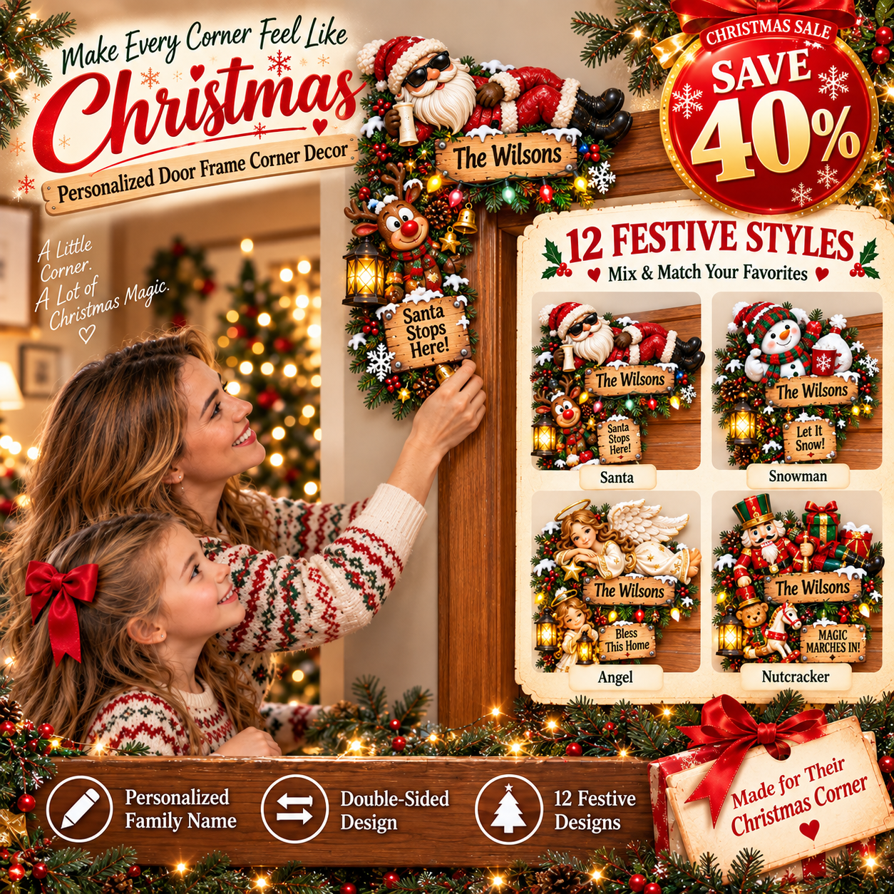 🔥Last 75pcs🎉-🎅🚪Personalized Christmas Door Corner Christmas Decor