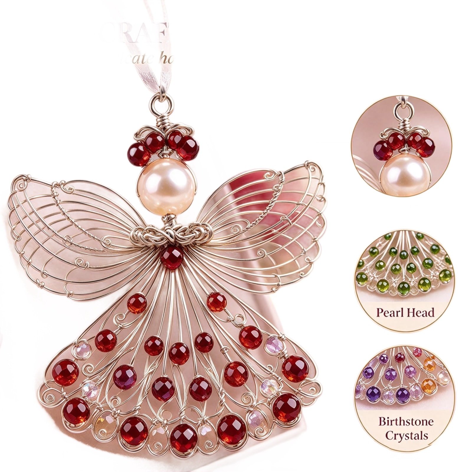 🔥Last 40pcs🎉-🕊️✨Handmade Wire Birthstone Angel Ornament💎💌Sentimental Keepsake Gift